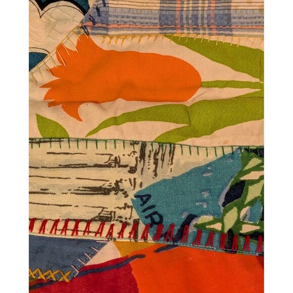 Crazy Quilt Placemats Handmade Patchwork Maximalism Retro Set Of 4 Vtg 70s Red - Picture 14 of 16